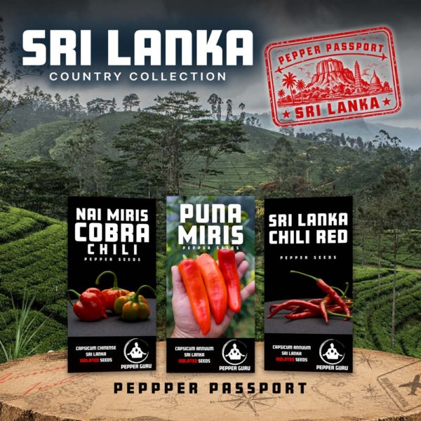 Sri Lanka Country Collection with Nai Miris, Puna Miris and Sri Lanka Chili Red pepper seeds