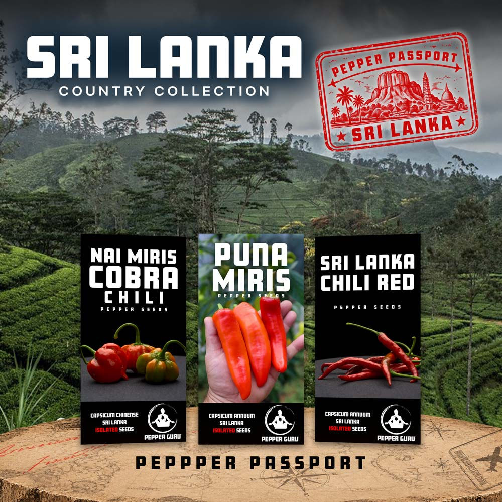 Sri Lanka Country Collection with Nai Miris, Puna Miris and Sri Lanka Chili Red pepper seeds